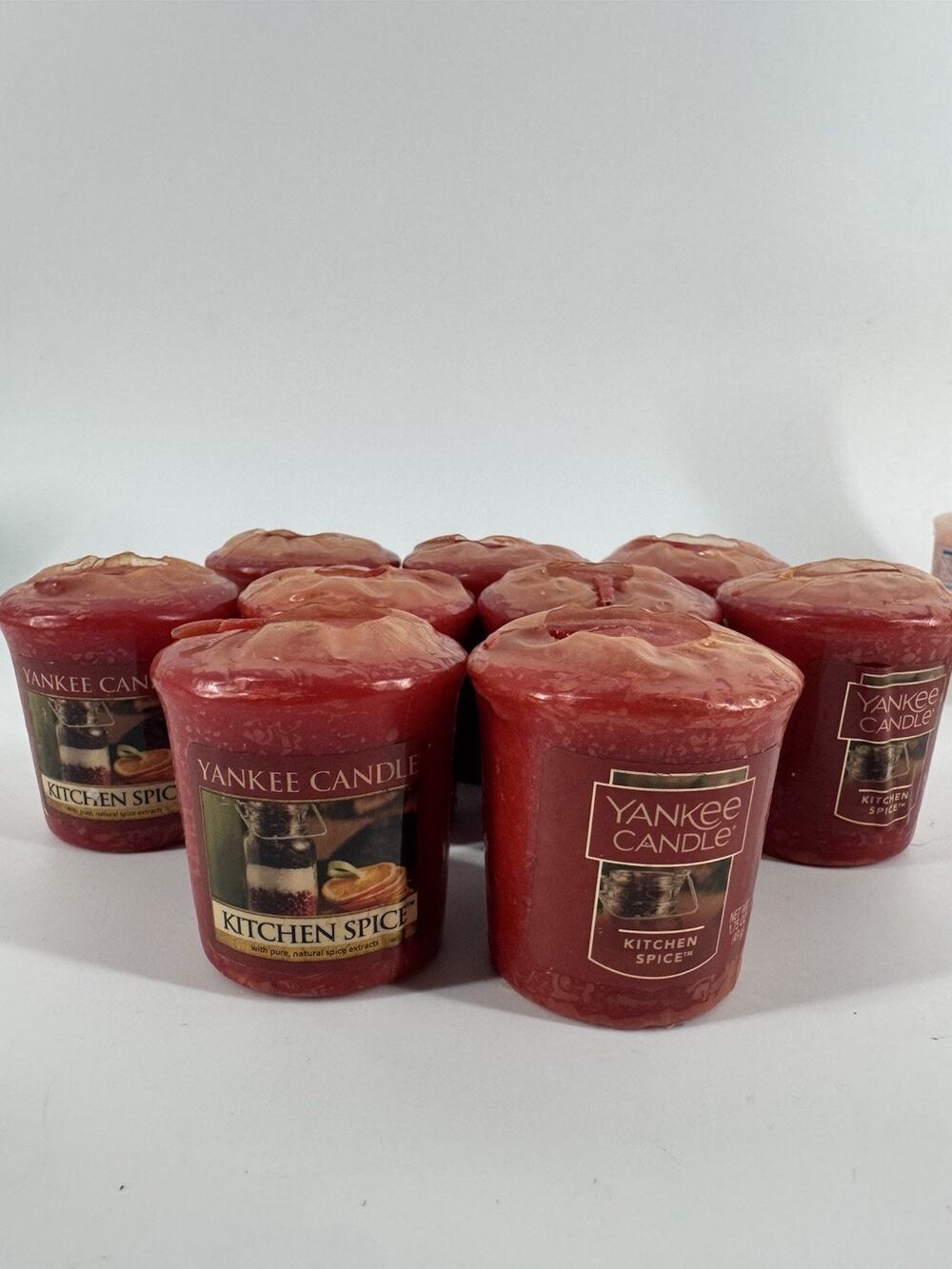 Yankee Candle Votives 1.75 Oz. LOT OF 9 KITCHEN SPICE scent Red